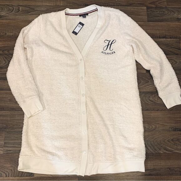 Cream Sherpa Tommy Hilfiger Slip on Cardigan - Picture 1 of 5